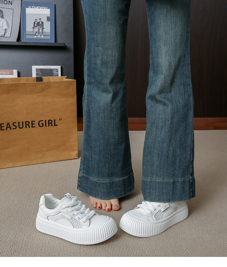 Chunky Sole White Sneakers - Lightweight & Breathable for Daily