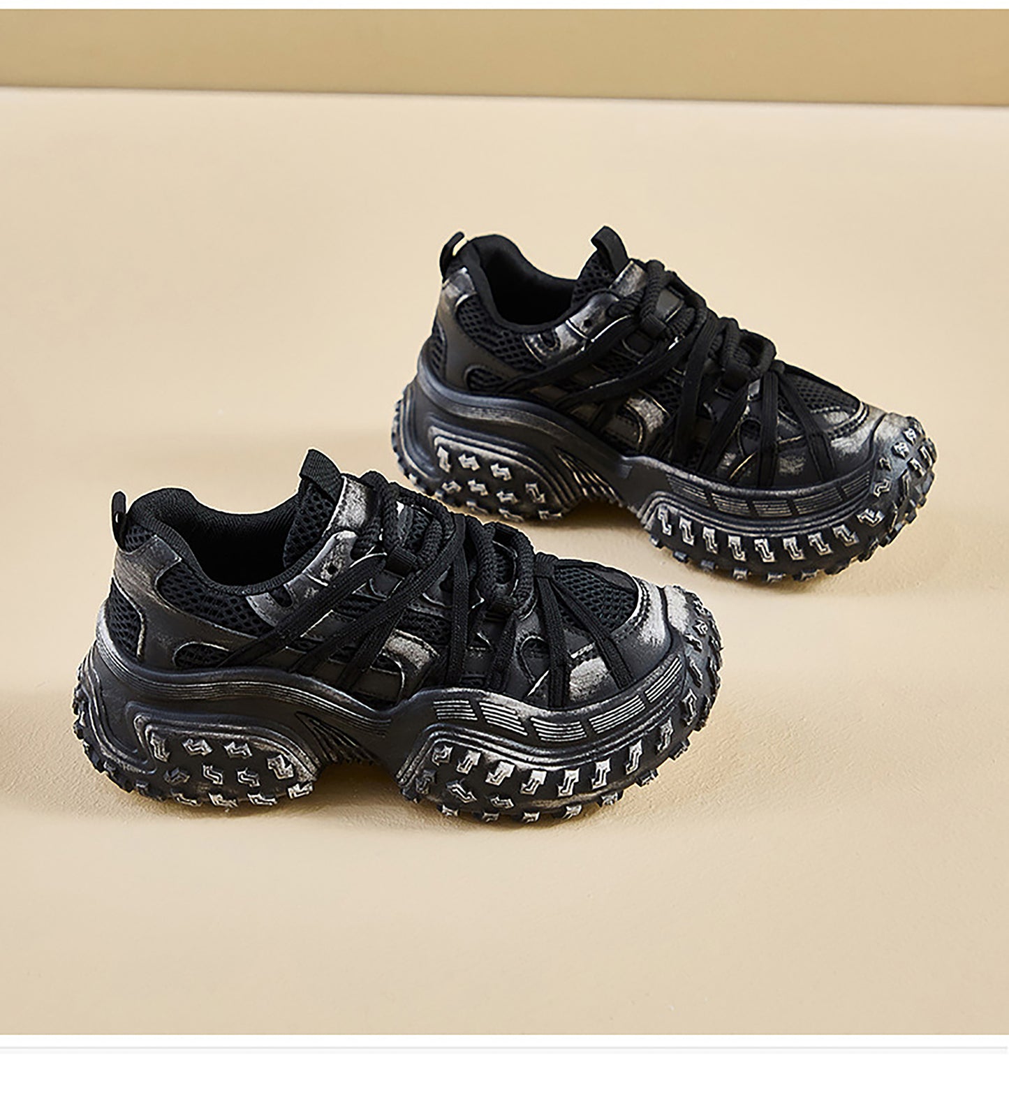 Sporty Chunky Sneakers: Mesh Panels & All - Terrain Soles