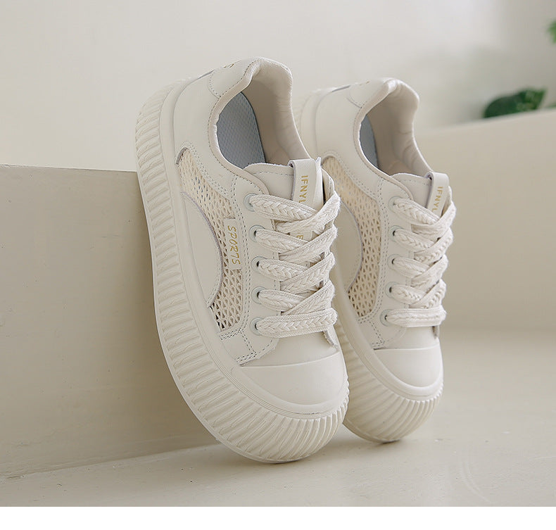 Chunky Sole White Sneakers - Lightweight & Breathable for Daily