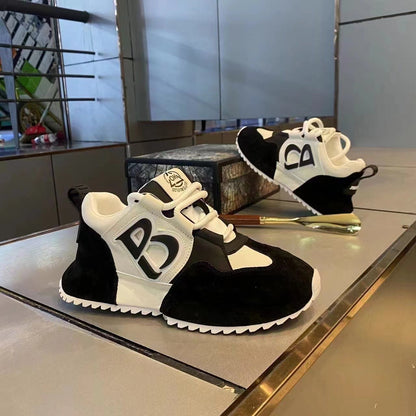 Stylish Color - Block Sneakers with Logo Detail - Retro - Inspired Casual Shoes