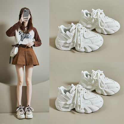 Women's Chunky Sole Retro Dad Sneakers - Multi-Color Casual Streetwear Shoes