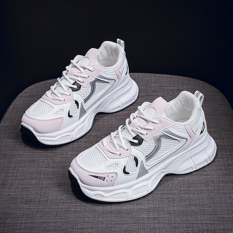 Women's Retro Chunky Sole Dad Sneakers - Multi-Color Casual Athletic Shoes | Pink Gray Silver Styles