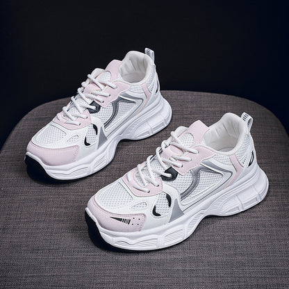Women's Retro Chunky Sole Dad Sneakers - Multi-Color Casual Athletic Shoes | Pink Gray Silver Styles