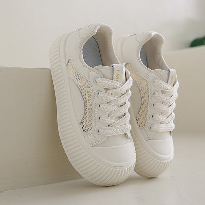 Chunky Sole White Sneakers - Lightweight & Breathable for Daily