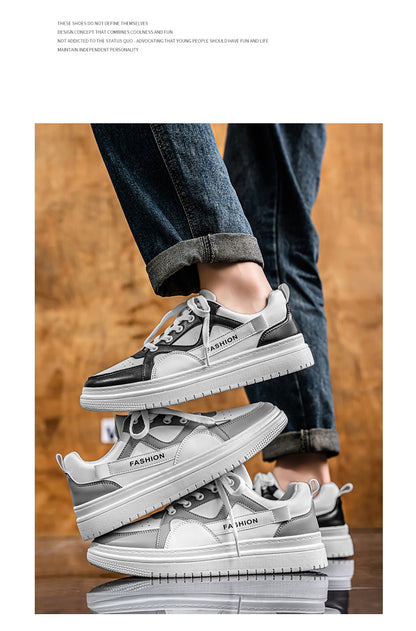 Men's Fashion Low-Top Sneakers - Colorblock Casual Shoes for Men | White Gray & Black White Styles