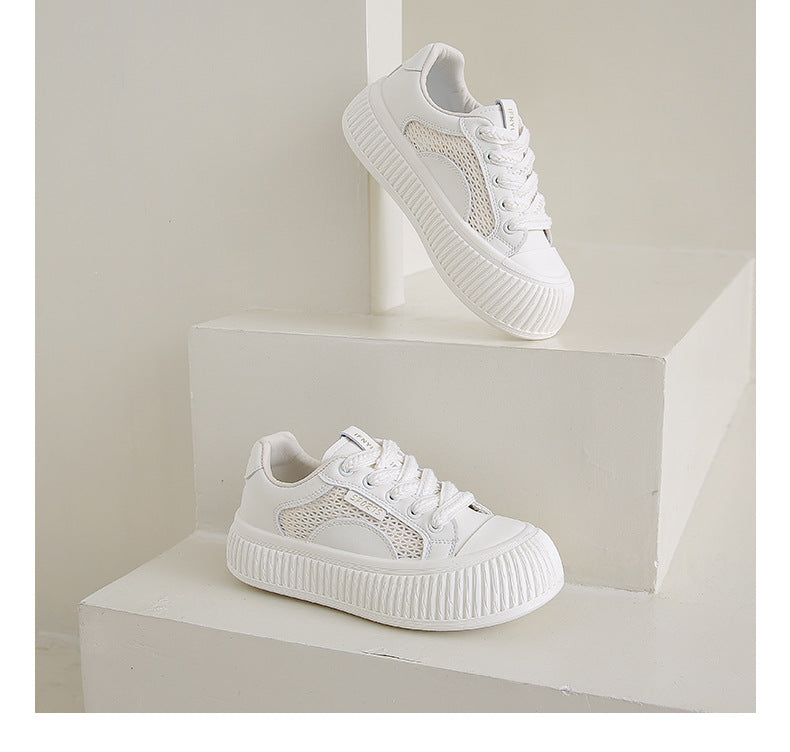 Chunky Sole White Sneakers - Lightweight & Breathable for Daily