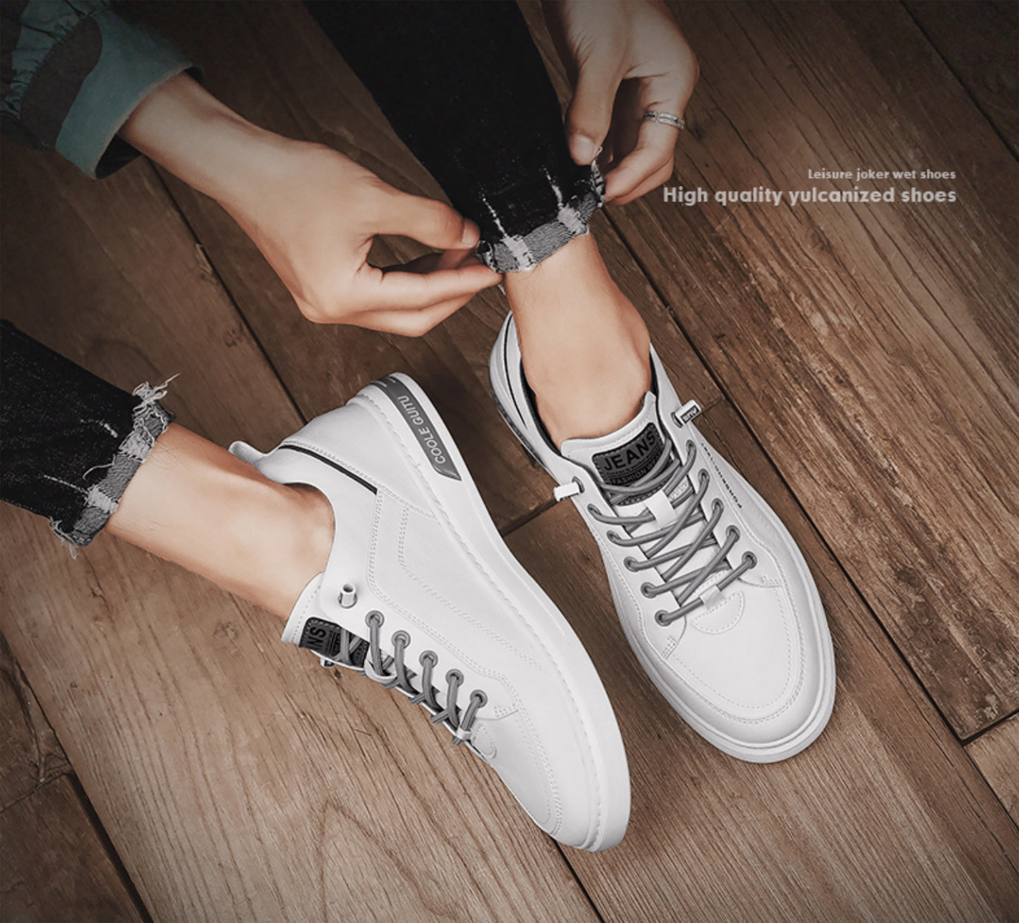 Men's Leather Low - Top Sneakers - Casual Lace - Up Fashion Shoes