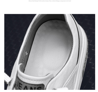 Men's Leather Low - Top Sneakers - Casual Lace - Up Fashion Shoes