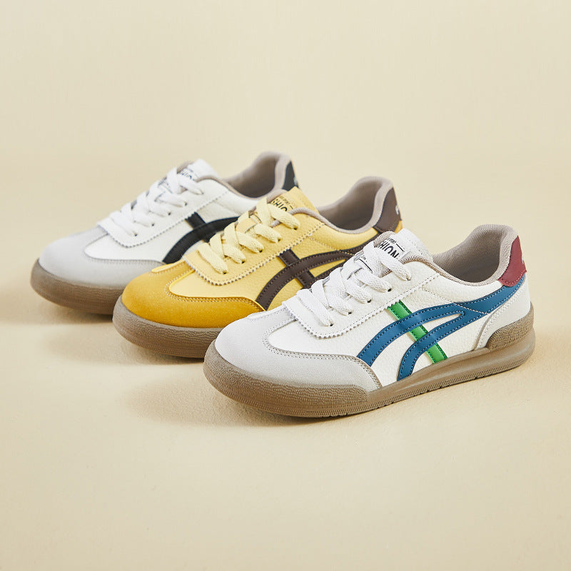 Retro Striped Sneakers - Classic Sporty Low - Top Design