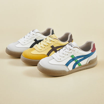 Retro Striped Sneakers - Classic Sporty Low - Top Design