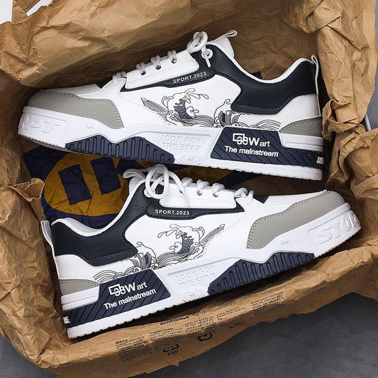 Chinese National's High-Top Skateboarding Shoes for Men Trendy All-Season Height-Increasing Sports Shoes Summer Leisure Original