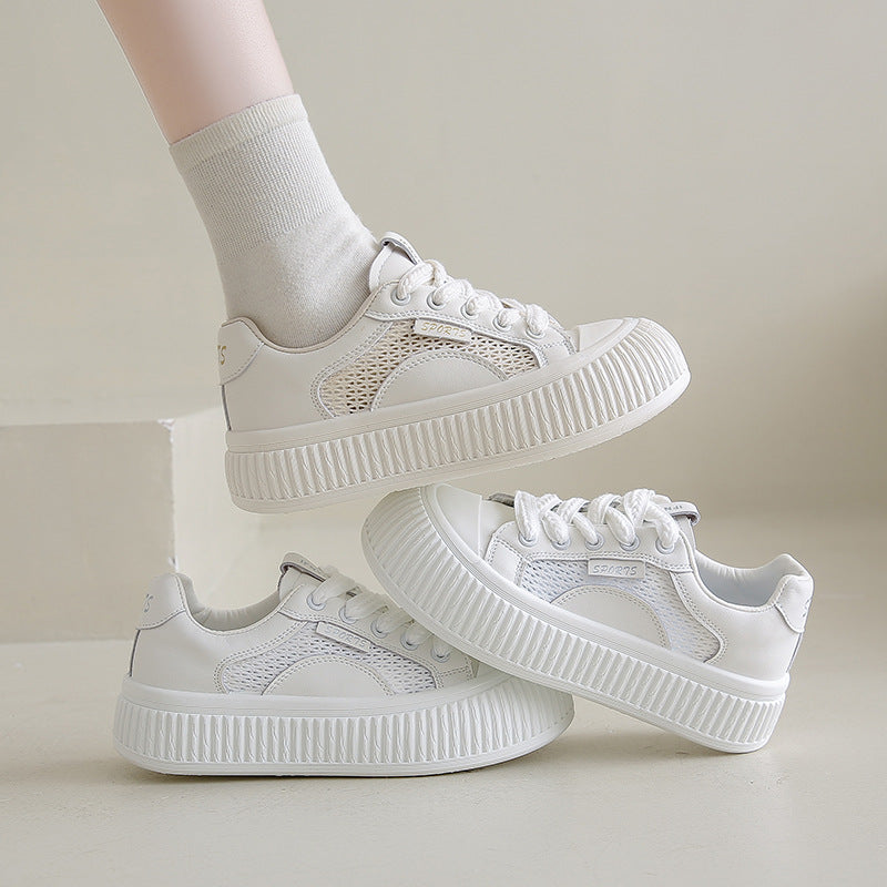 Chunky Sole White Sneakers - Lightweight & Breathable for Daily
