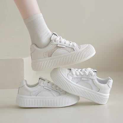 Chunky Sole White Sneakers - Lightweight & Breathable for Daily