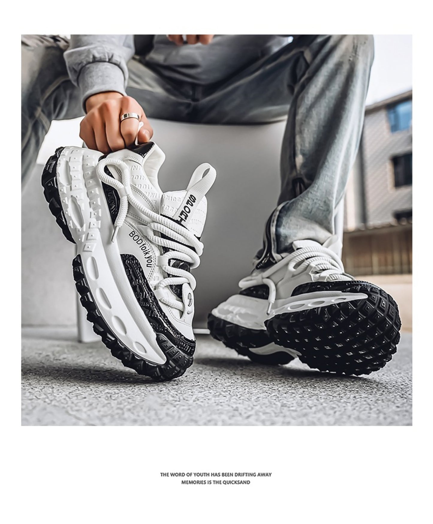 Men's Chunky Sole Dad Sneakers - Multi-Color Retro Streetwear Shoes with Bold Rope Lacing