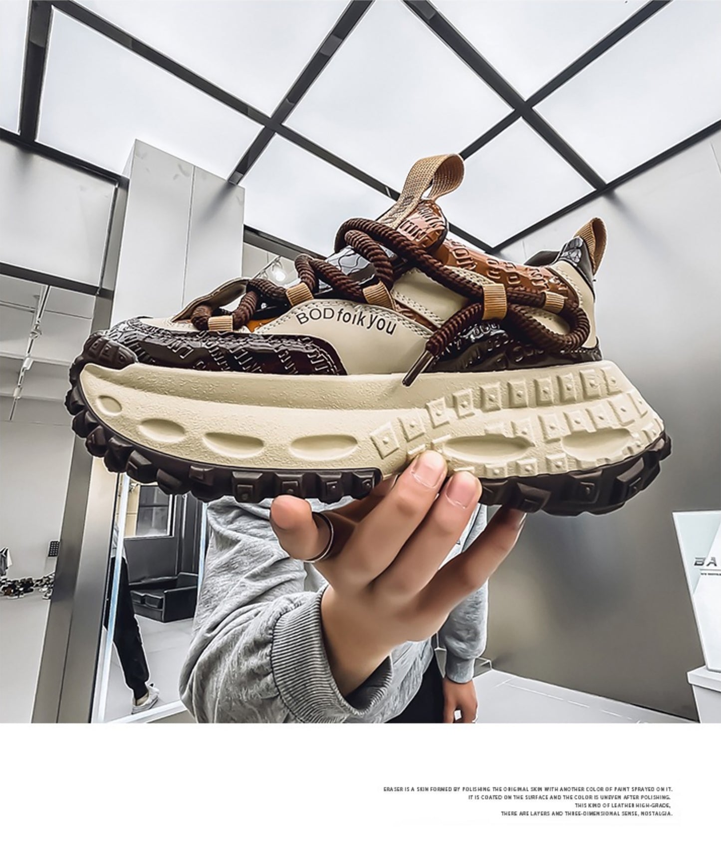 Men's Chunky Sole Dad Sneakers - Multi-Color Retro Streetwear Shoes with Bold Rope Lacing