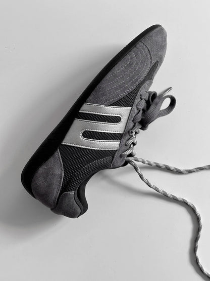 Women's Retro Suede Mesh Sneakers - Gray Casual Athletic Shoes with Silver Accents