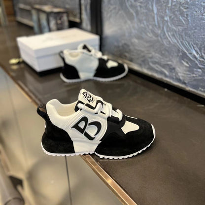 Stylish Color - Block Sneakers with Logo Detail - Retro - Inspired Casual Shoes