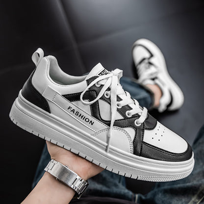 Men's Fashion Low-Top Sneakers - Colorblock Casual Shoes for Men | White Gray & Black White Styles
