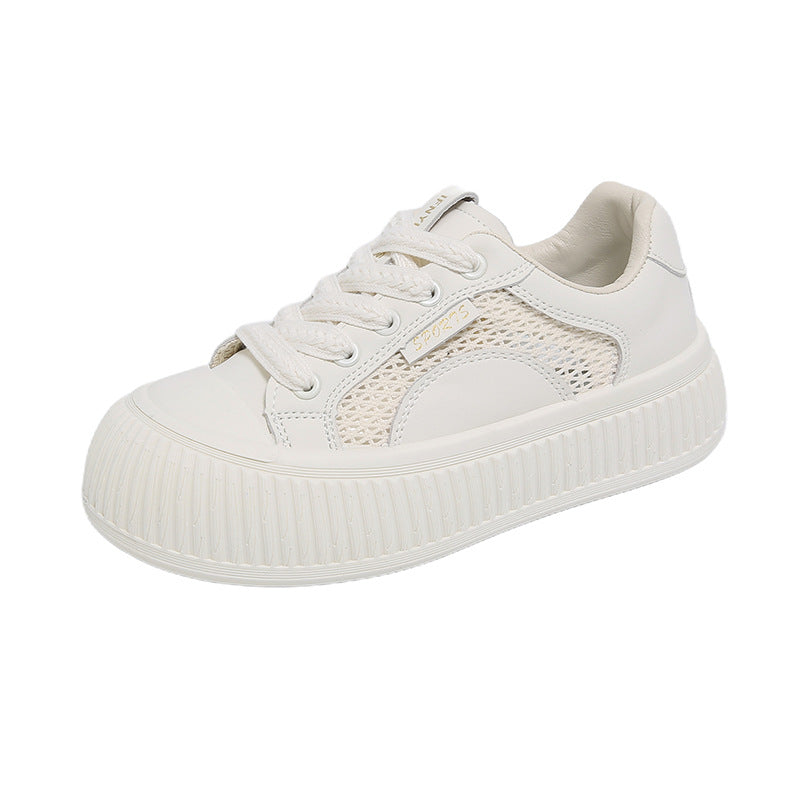 Chunky Sole White Sneakers - Lightweight & Breathable for Daily