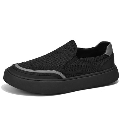 Men's Black Mesh Slip-On Chunky Sole Casual Sneakers