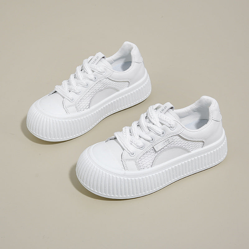 Chunky Sole White Sneakers - Lightweight & Breathable for Daily
