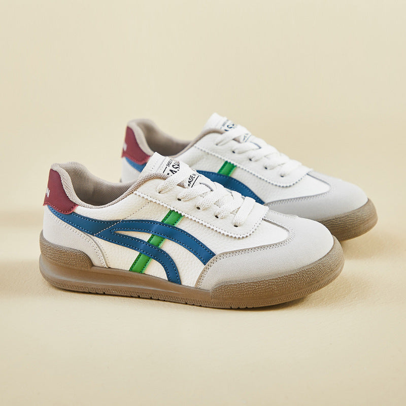 Retro Striped Sneakers - Classic Sporty Low - Top Design