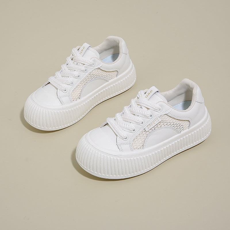 Chunky Sole White Sneakers - Lightweight & Breathable for Daily