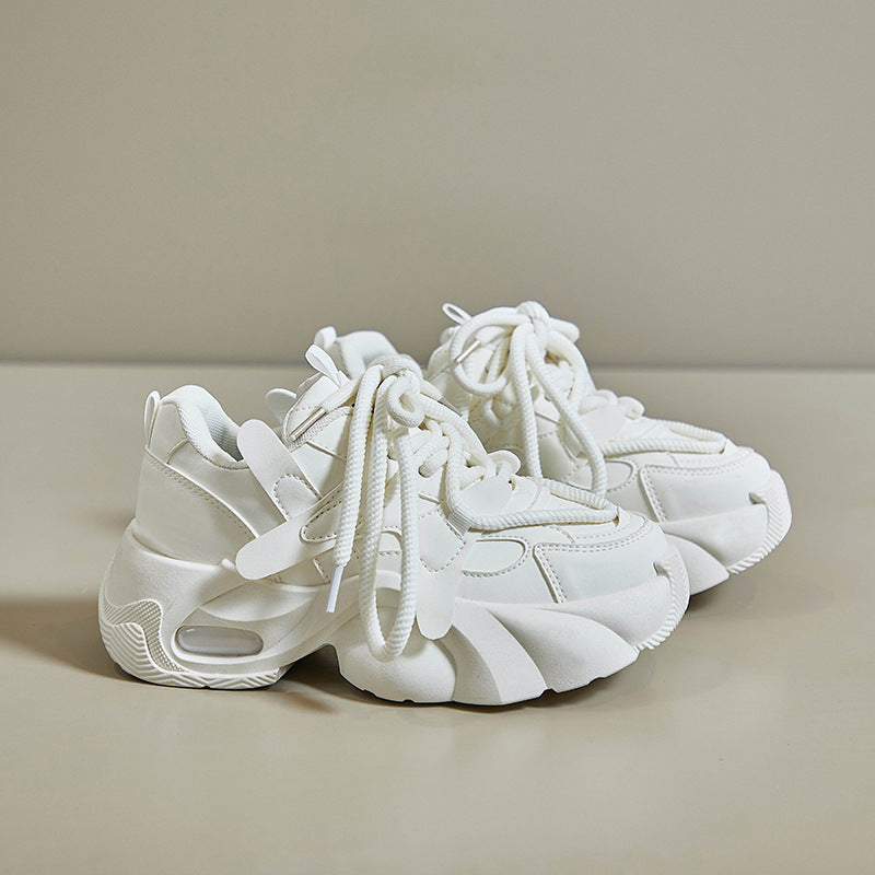 Women's Chunky Sole Retro Dad Sneakers - Multi-Color Casual Streetwear Shoes