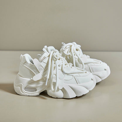 Women's Chunky Sole Retro Dad Sneakers - Multi-Color Casual Streetwear Shoes