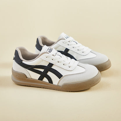 Retro Striped Sneakers - Classic Sporty Low - Top Design