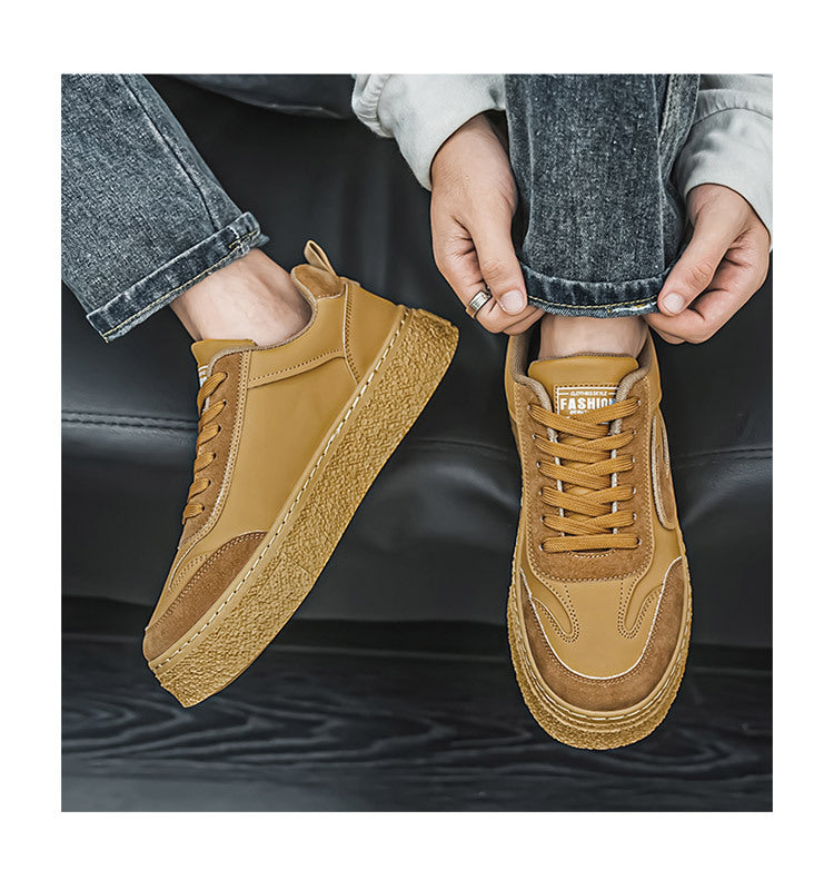 Men's Chunky Sole Retro Casual Sneakers - Multi-Color Low-Top Board Shoes