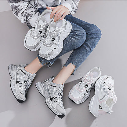 Women's Retro Chunky Sole Dad Sneakers - Multi-Color Casual Athletic Shoes | Pink Gray Silver Styles