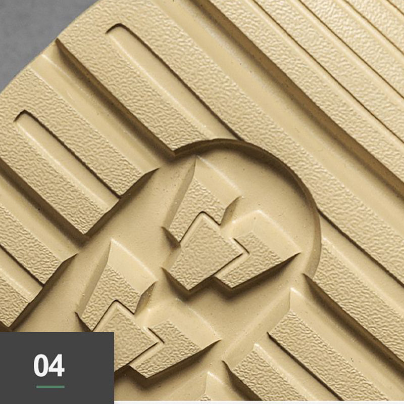 Men's Retro Chunky Sole Casual Shoes - Khaki & Black Suede-Like Workwear Sneakers