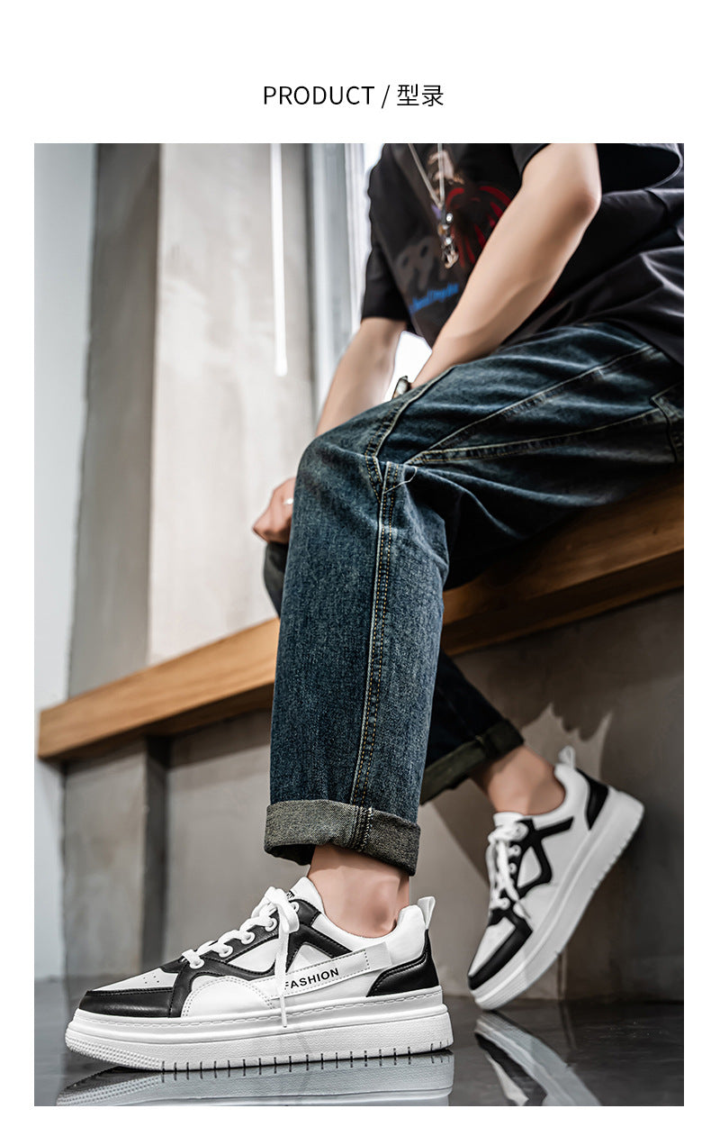 Men's Fashion Low-Top Sneakers - Colorblock Casual Shoes for Men | White Gray & Black White Styles