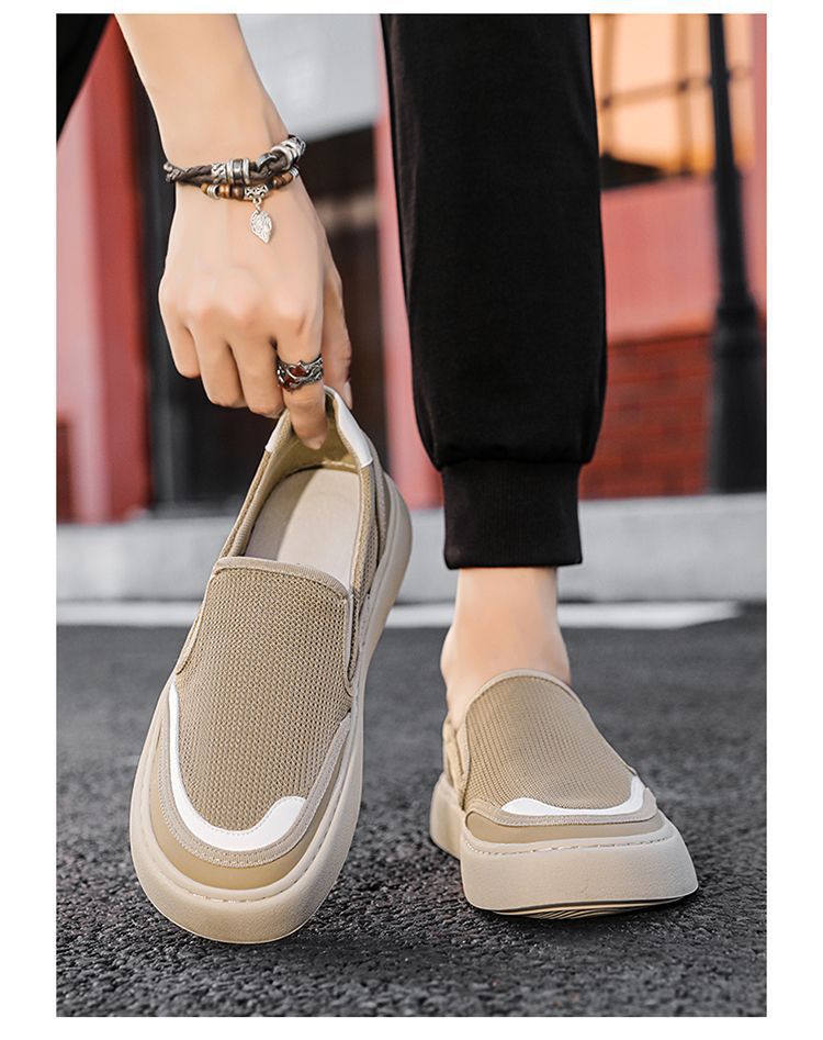 Men's Black Mesh Slip-On Chunky Sole Casual Sneakers