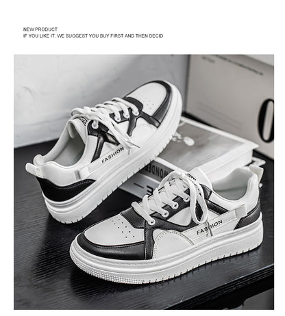 Men's Fashion Low-Top Sneakers - Colorblock Casual Shoes for Men | White Gray & Black White Styles