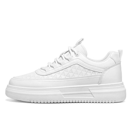 Men's Chunky Sole Platform Sneakers - Minimalist Casual White & Black Shoes