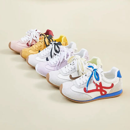 Women’s Classic Retro Sneakers - Suede & Leather Panel Design