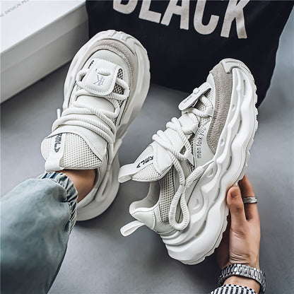 Men's Chunky Sole Dad Sneakers - Retro Streetwear Shoes with Unique Rope Lacing (Multiple Colors)