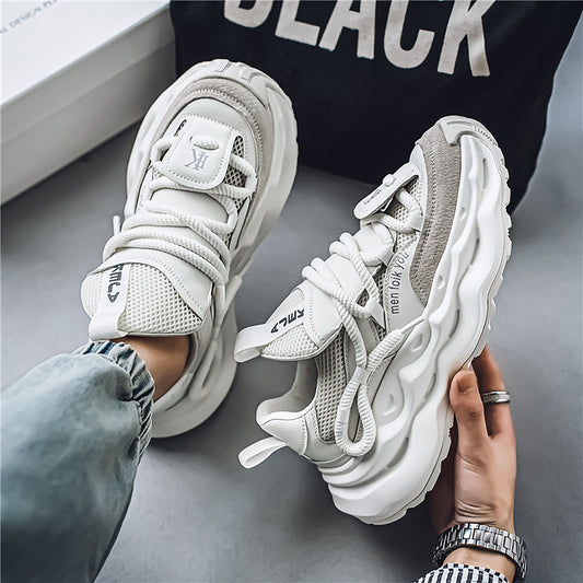 Men's Chunky Sole Dad Sneakers - Retro Streetwear Shoes with Unique Rope Lacing (Multiple Colors)