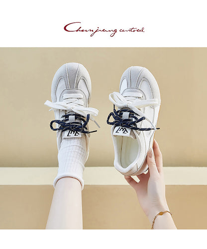 Retro Sport Sneakers with Dual - Color Laces - Suede & Mesh Panels