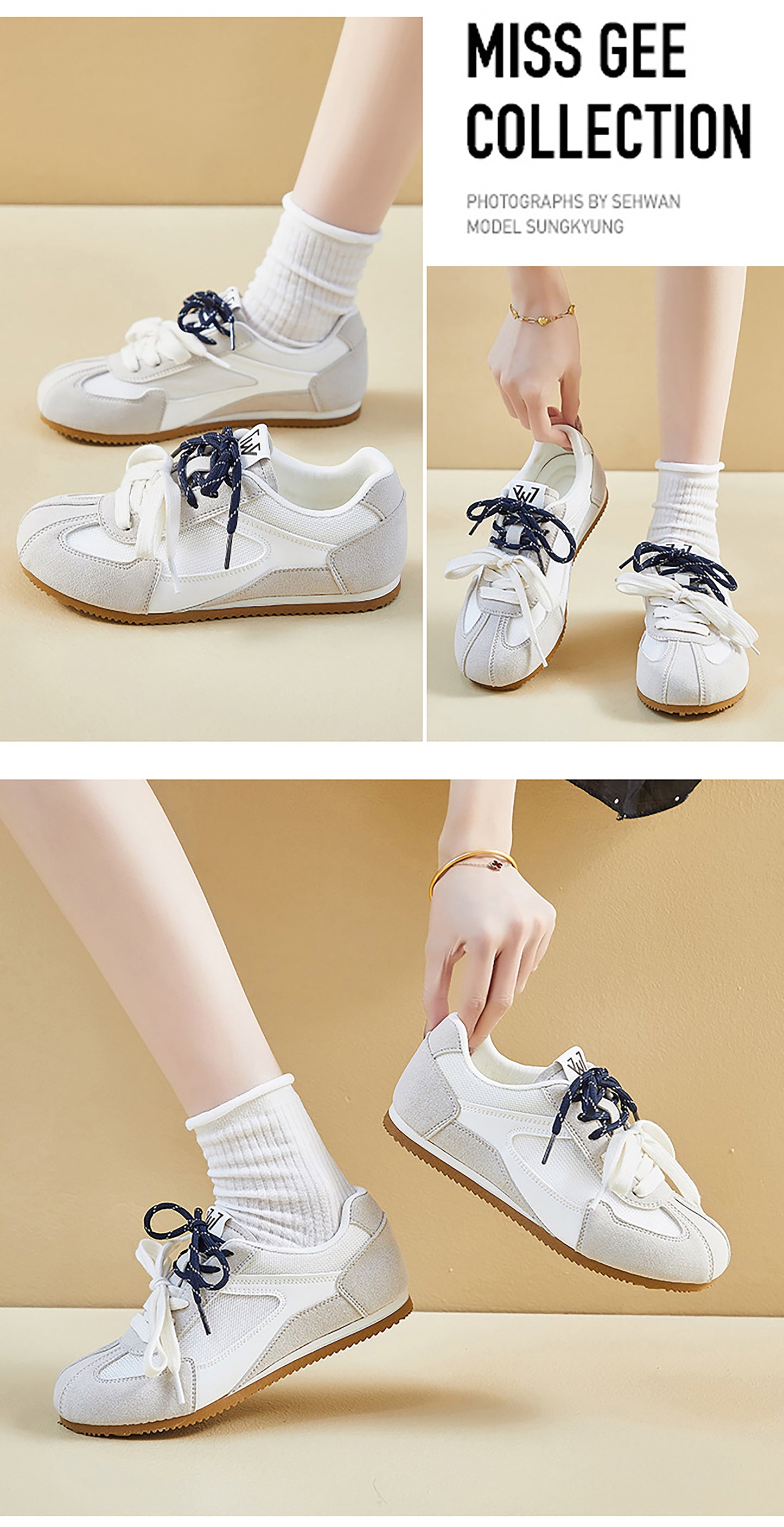 Retro Sport Sneakers with Dual - Color Laces - Suede & Mesh Panels