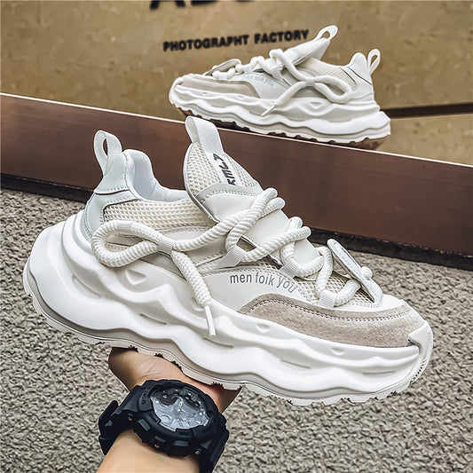 Men's Chunky Sole Dad Sneakers - Retro Streetwear Shoes with Unique Rope Lacing (Multiple Colors)