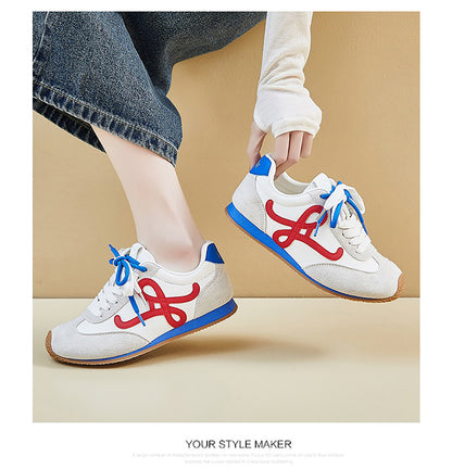 Women’s Classic Retro Sneakers - Suede & Leather Panel Design
