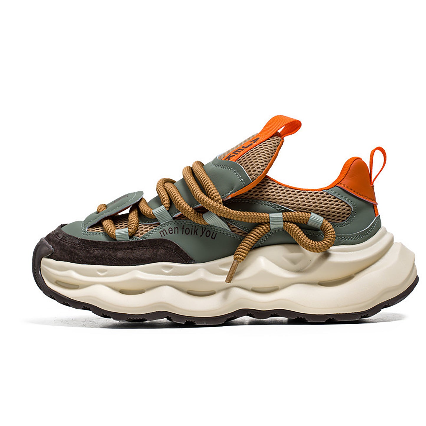 Men's Chunky Sole Dad Sneakers - Retro Streetwear Shoes with Unique Rope Lacing (Multiple Colors)