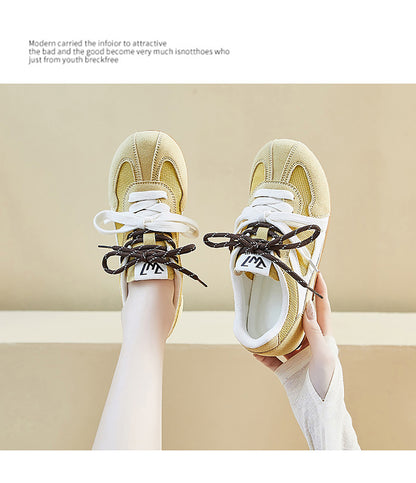 Retro Sport Sneakers with Dual - Color Laces - Suede & Mesh Panels