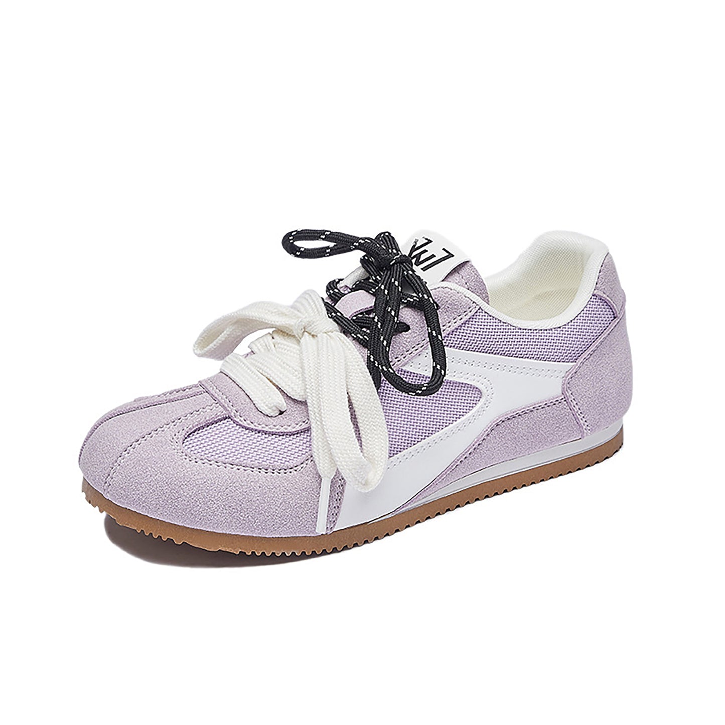 Retro Sport Sneakers with Dual - Color Laces - Suede & Mesh Panels